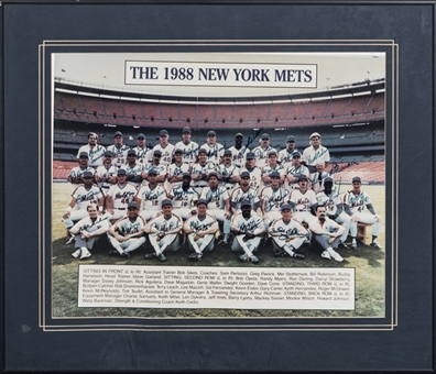 1988 New York Mets Team Signed Team Photo With 35 Signatures In 26x22 Framed Display (JSA)